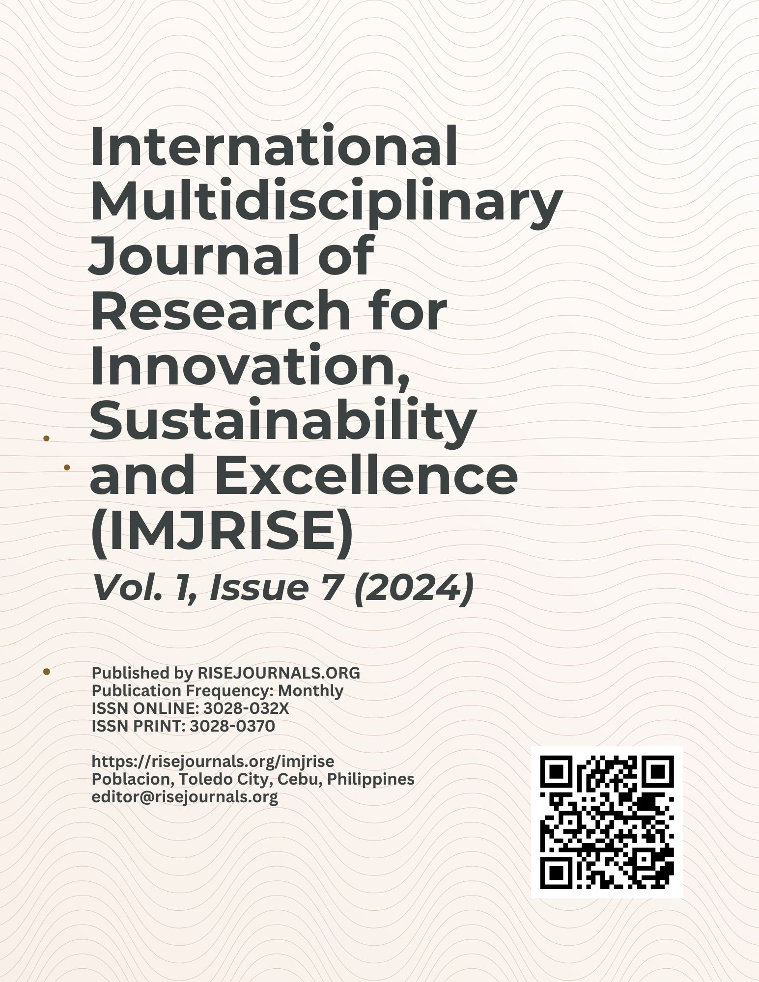 					View Vol. 1 No. 7 (2024): International Multidisciplinary Journal of Research for Innovation, Sustainability, and Excellence (IMJRISE)
				